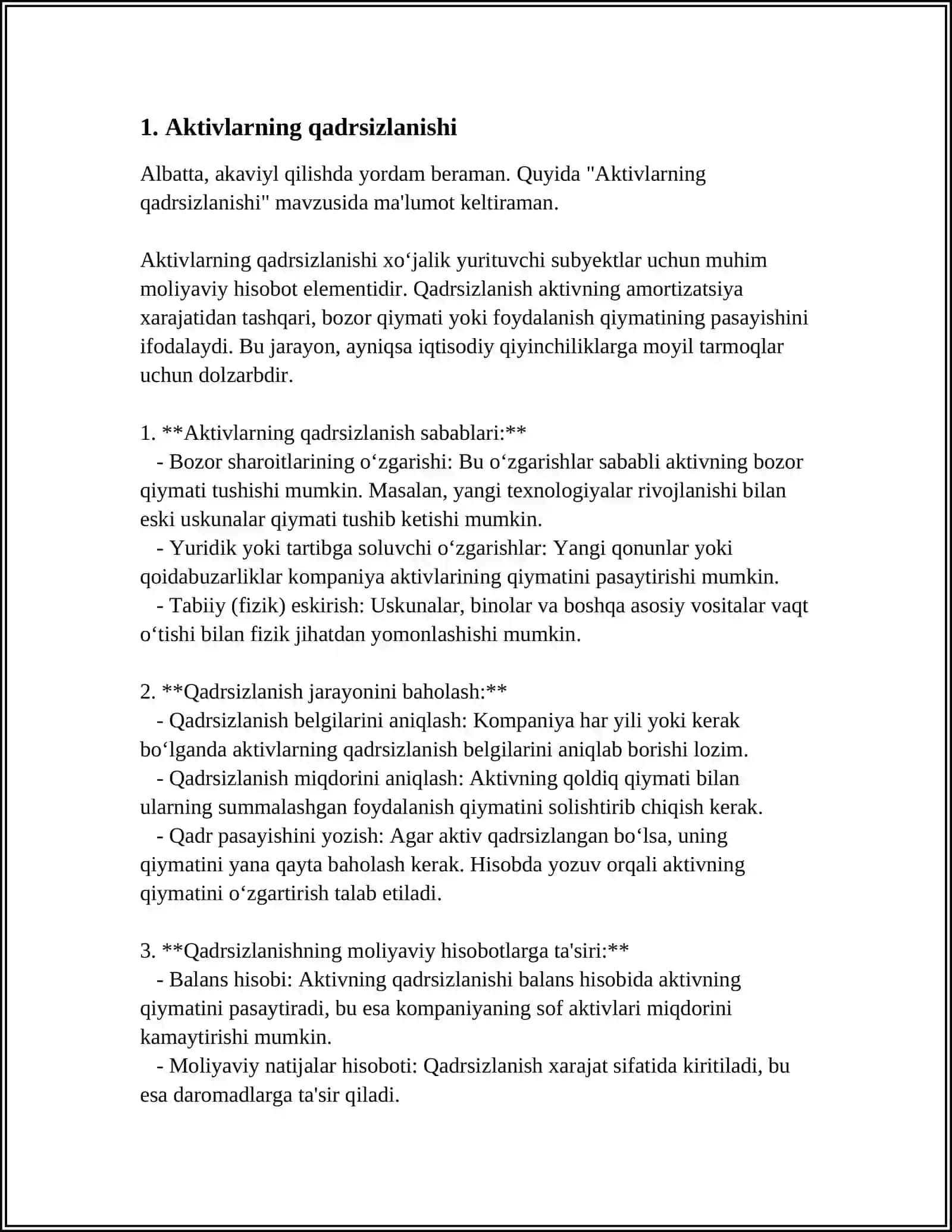 AKTIVLARNI QADIRSIZLANISHIDAN KURILGAN ZARARNI TAN OLISH VA HISOBGA AKS ETTIRISH 3
