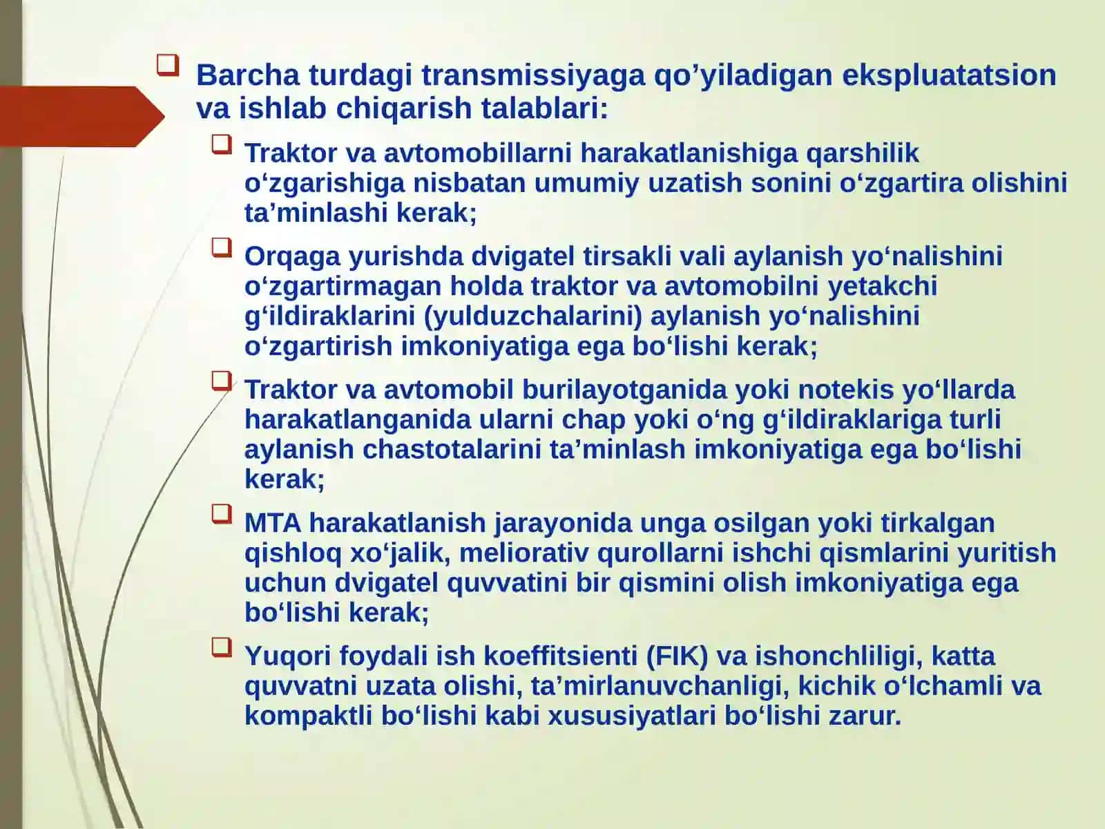 Traktor va avtomobillar transmissiyaning umumiy tuzilishi 3