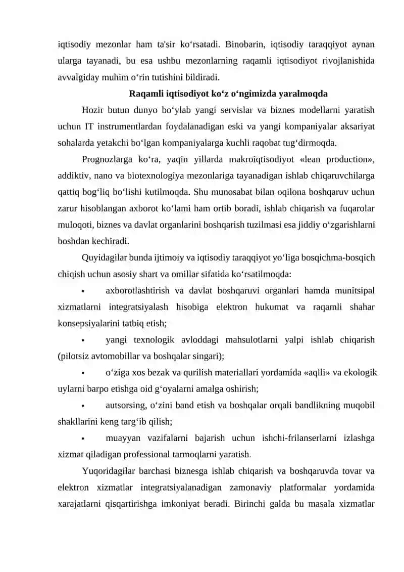 Raqamli iqtisodiyotning afzalliklari 3