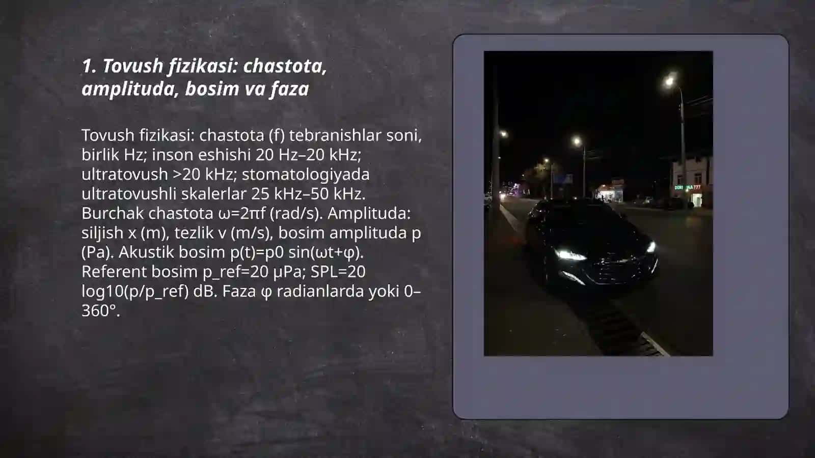Eshitish bifizikasi elementlari. Ultratovush va uni stomatologiyada qoʻllanilishi 3