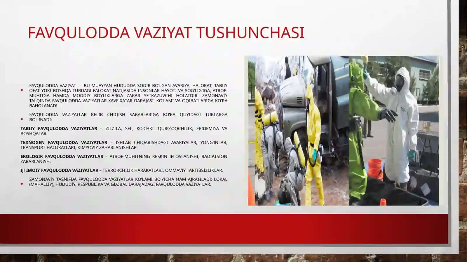 Favqulotda vaziyatlar, ekstremal va favqulot davaziyatlar haqida zamonaviy tushunchalar 3