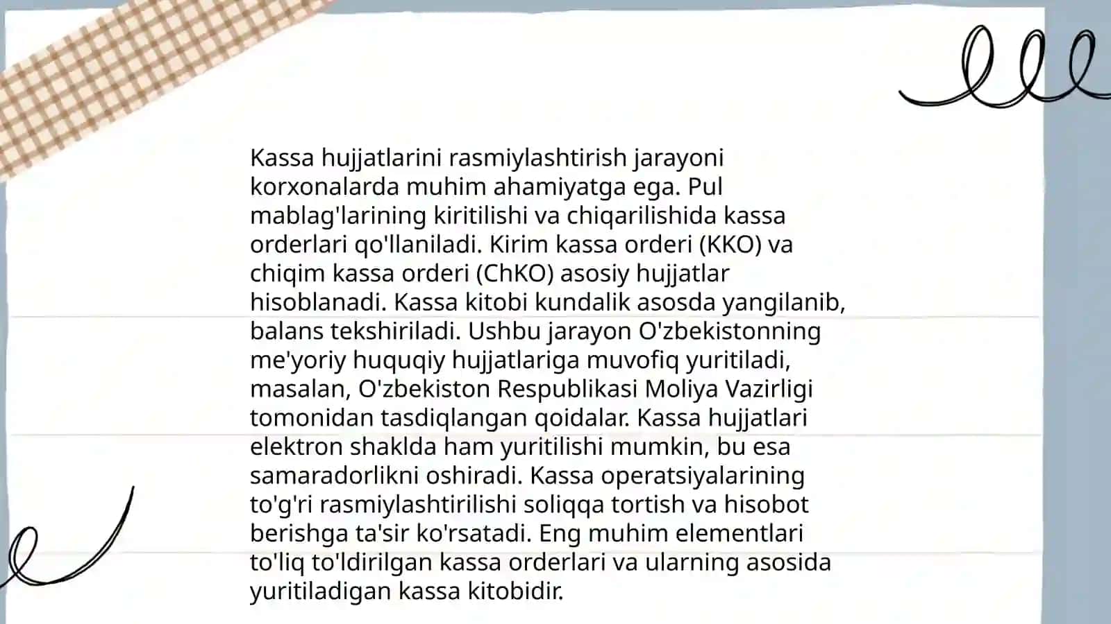 Kassa operatsiyalari hisobga olish 3