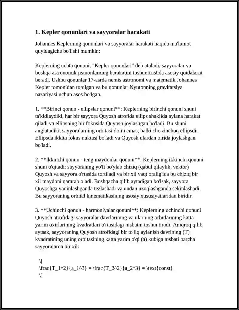 SAYYORA VA SUNIY YOʻLDOSHLARNING HARAKATI. KOSMIK TEZLIKLAR 3