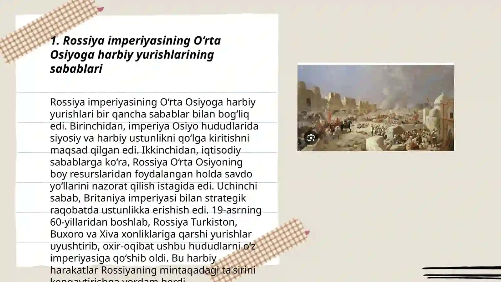 Rossiya imperiyasining O‘rta Osiyoga harbiy yurishlari 3