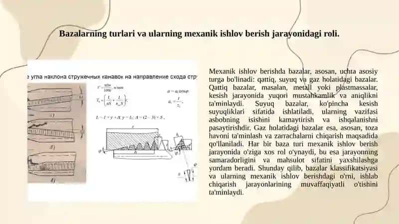 Mexanik ishlov berishda bazalar va bazalash. Bazalar klassifikatsiyasi bazalar birligi va qoʻshilishi tamoyillari 3