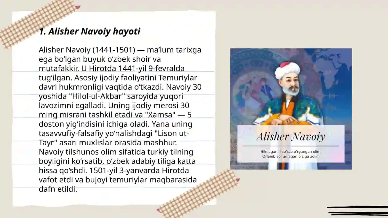 Alisher Navoiy Hayoti 3