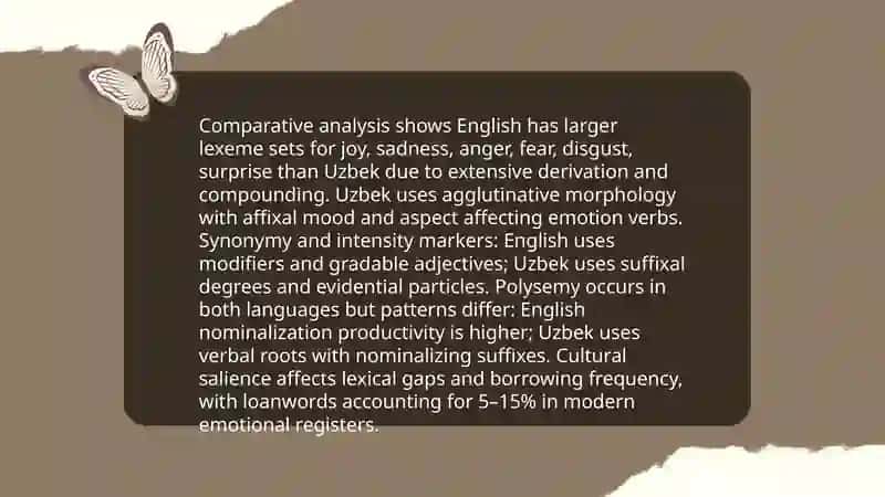 Semantic fields and lexical typology: "Emotions and Feelings" in Uzbek and English 3