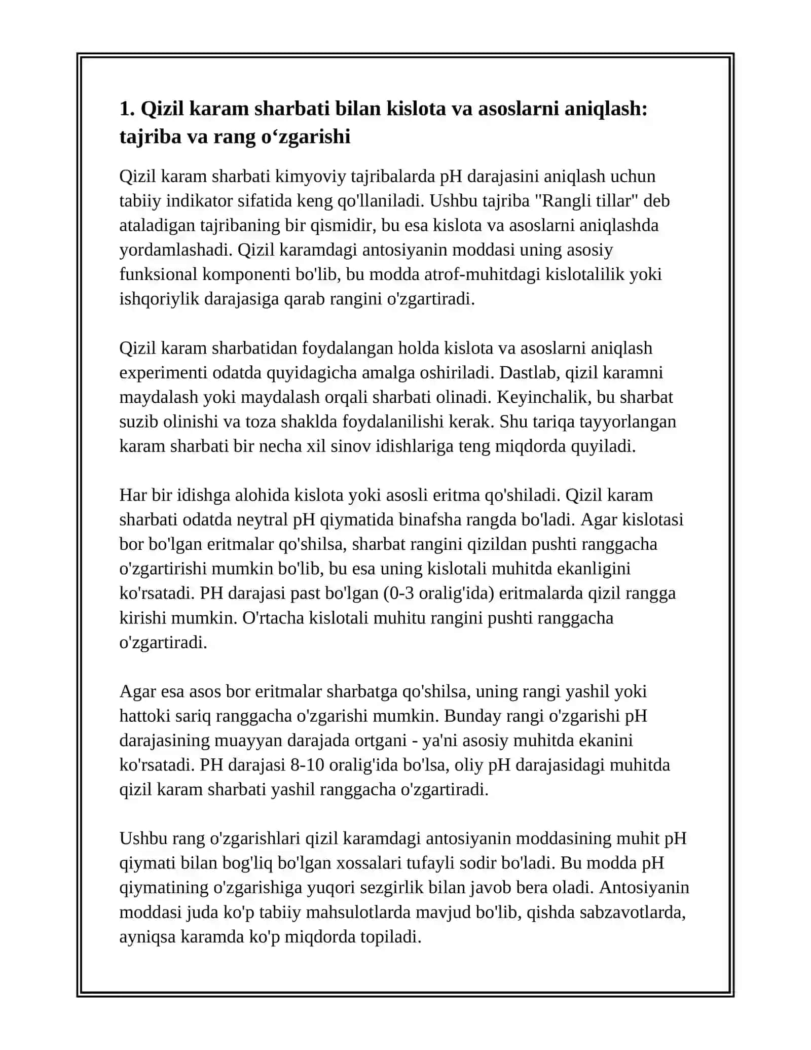 RANGLI TILLARDA KIMYO TABIIY INDIKATRLAR YORDAMIDA KISLOTA VA ASOSLARNI ANIQLAYMIZ 3