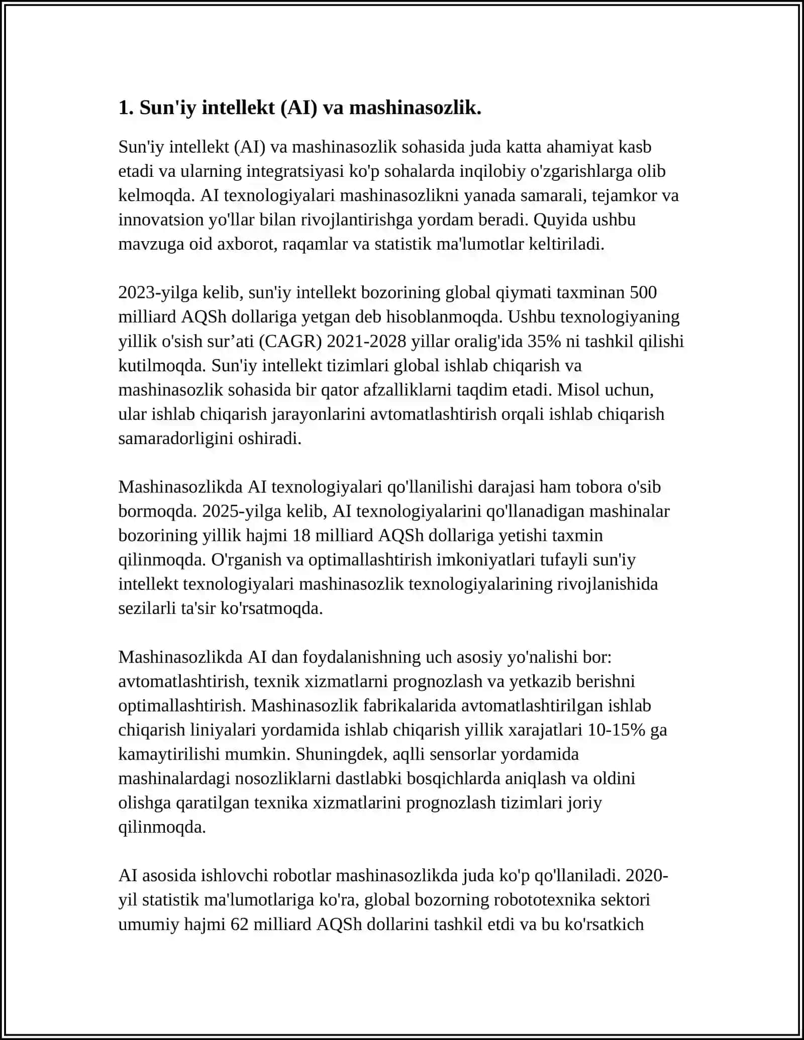 Sun'iy intellekt (AI) va mashinasozlik 3
