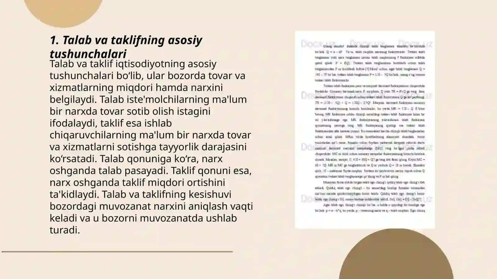 Talab va taklifning ekonametrik modellari 3