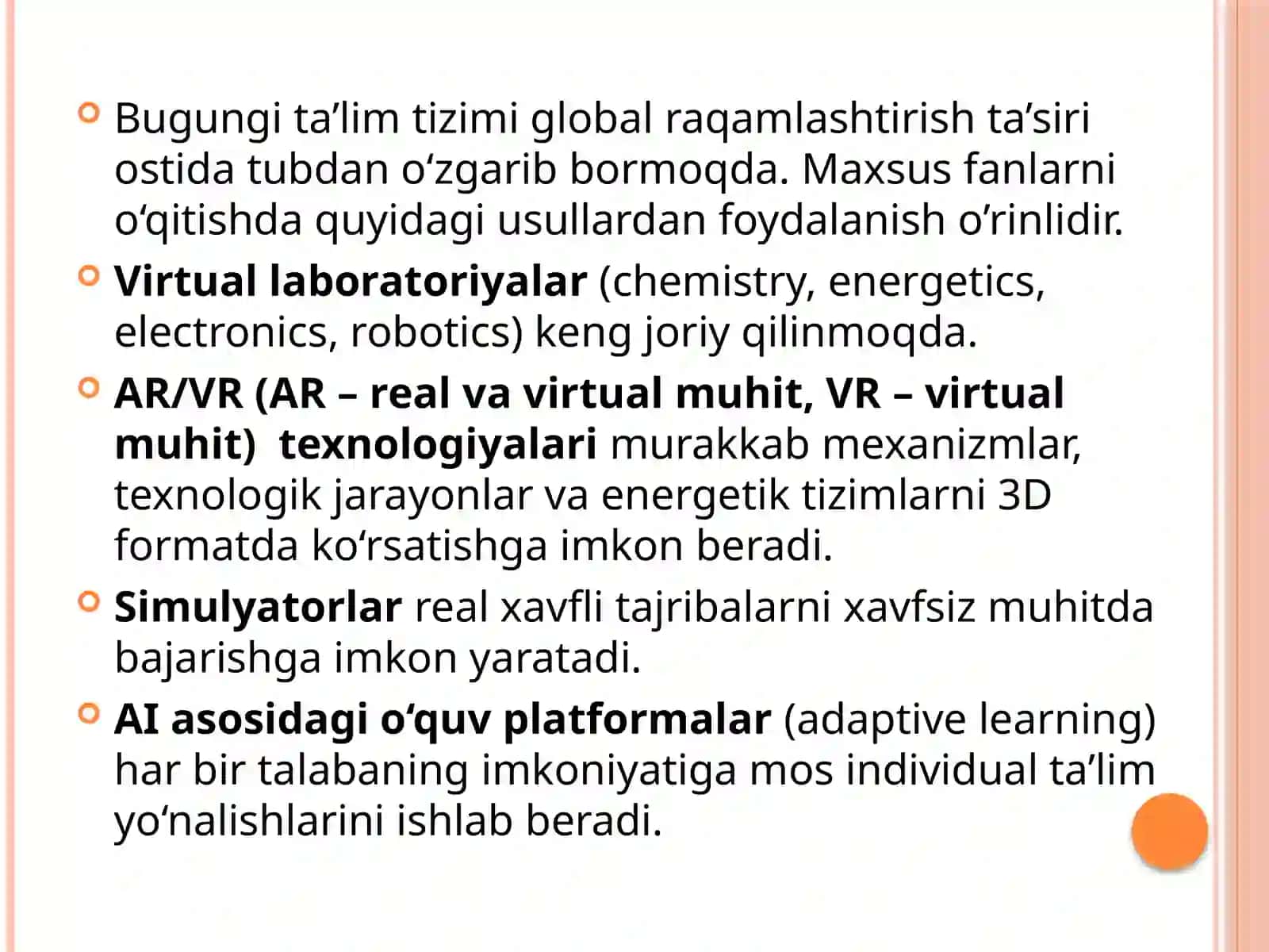 Maxsus fanlarni o'qitishning hozirgi davrdagi dolzarbligi 3