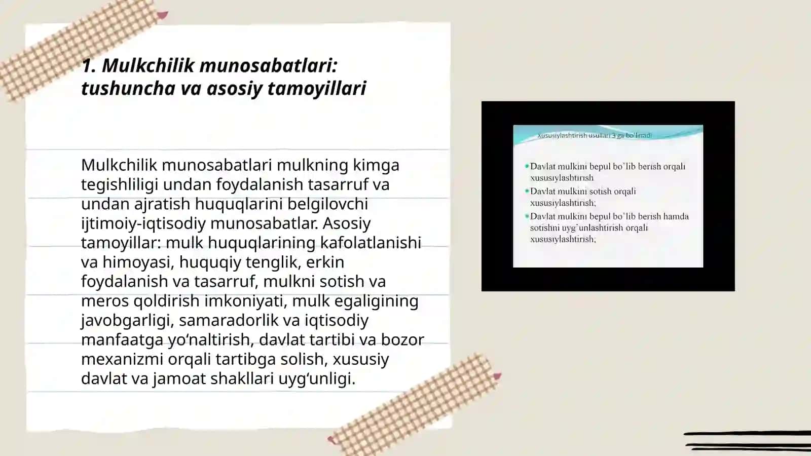 Mulkchilik munosabatlari: mazmuni, shakllari va iqtisodiyrivojlanishdagi o‘rni 3