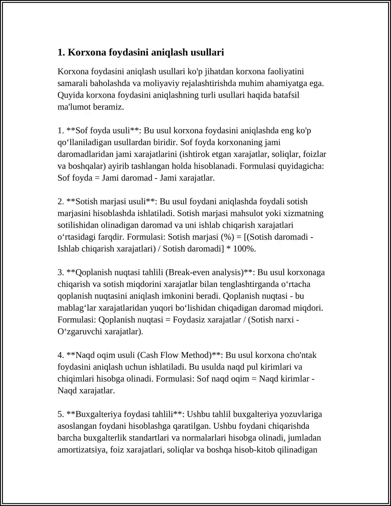 KORXONA FOYDASI UNING TAQSIMLANISHI VA ISHLATILISHI 3