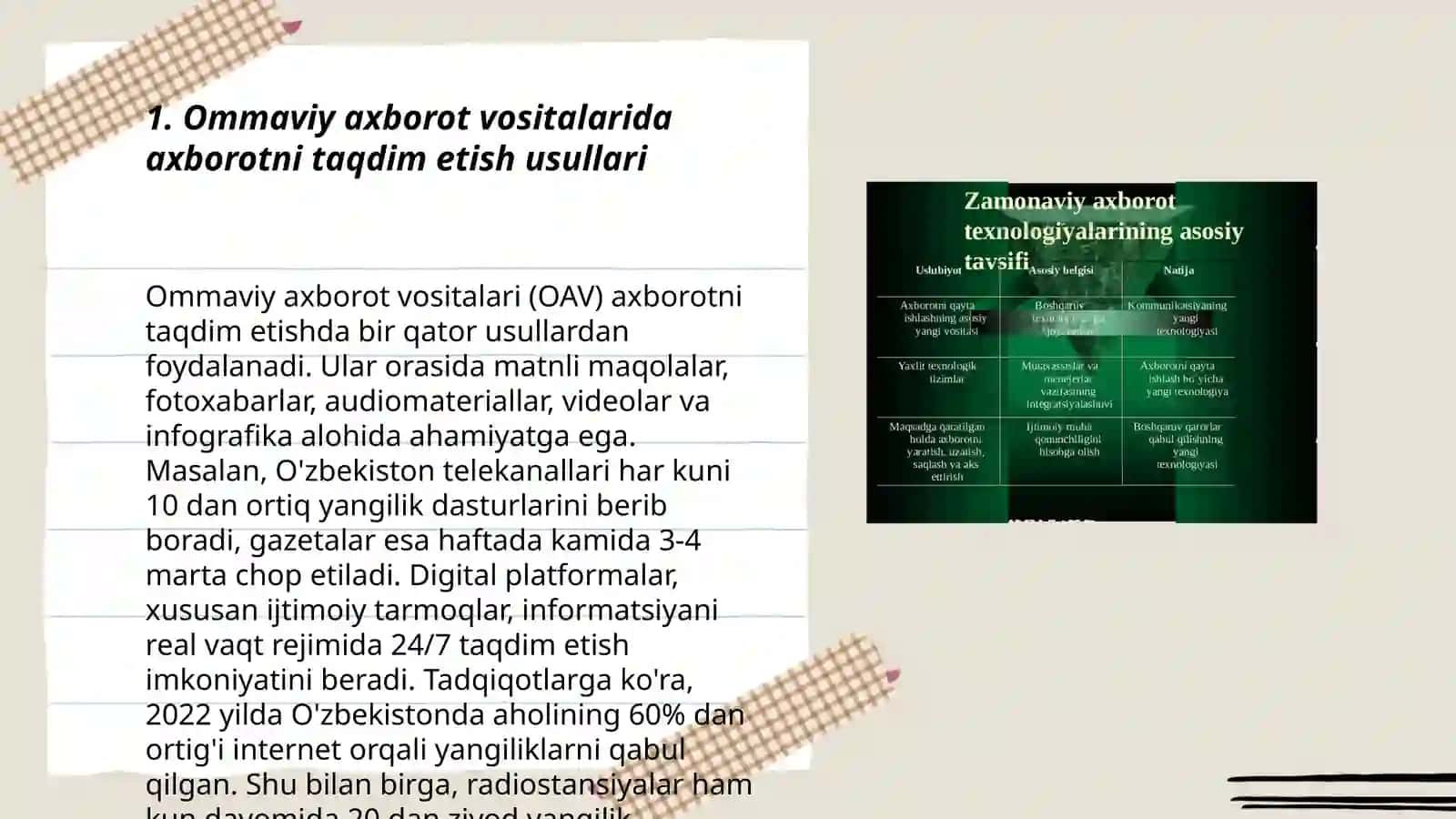Ommaviy axborot vositalarida axborotni taqdim etish usullari 3