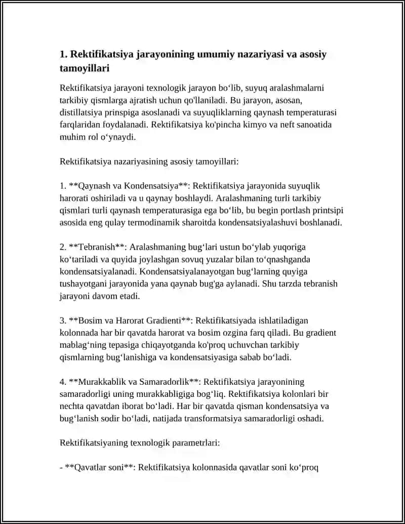 NEFTNI REKTIFIKATSIYA JARAYONINING TAHLILI VA UNING ASOSIY QURILMALARINI TANLASH VA HISOBLASH 3