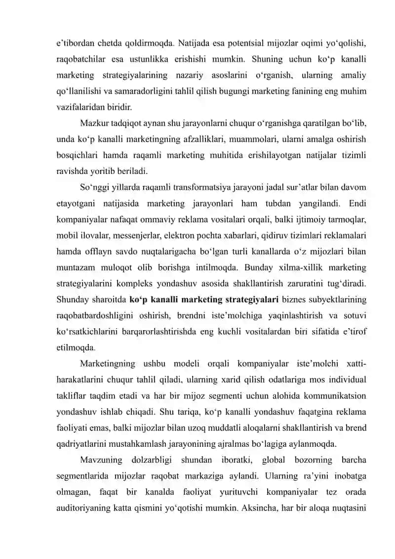 KOʻP KANALLI MARKETING STRATEGIYALARI VA ULARNING SAMARADORLIGINI TAHLIL QILISH 3