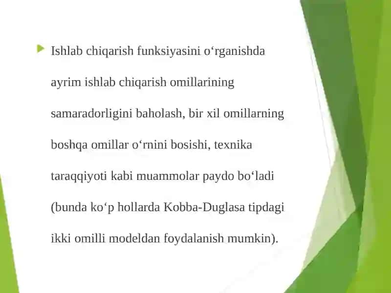 Ishlab chiqarish funksiyalarining xarakteristikalari 3