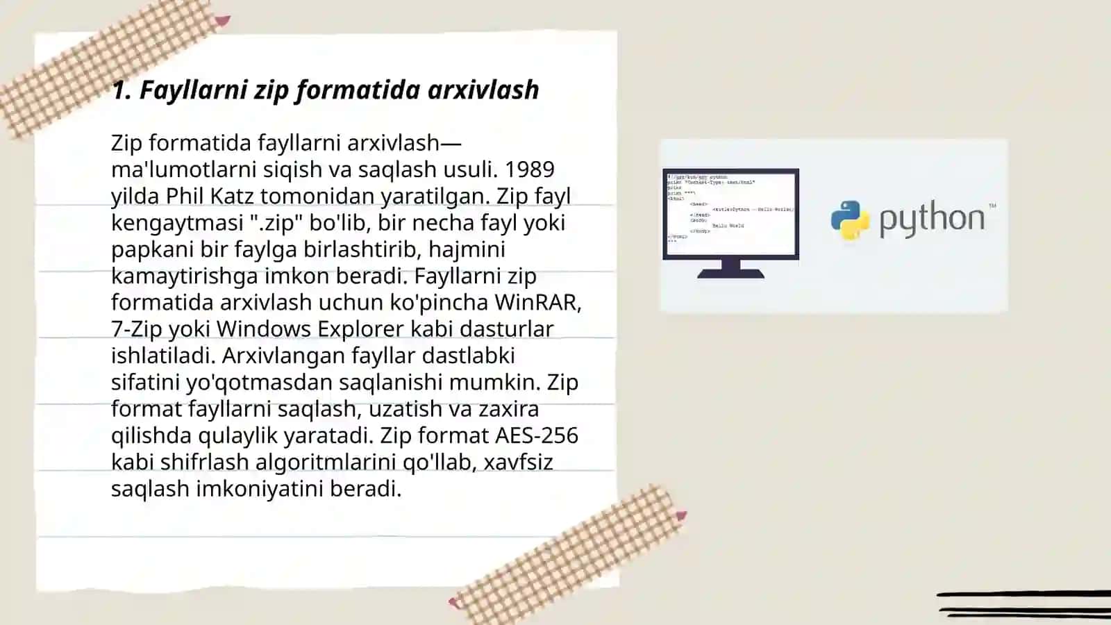 Python dasturlash til Fayllar bilan ishlash zipfile,picke momdul bilan ishlash 3