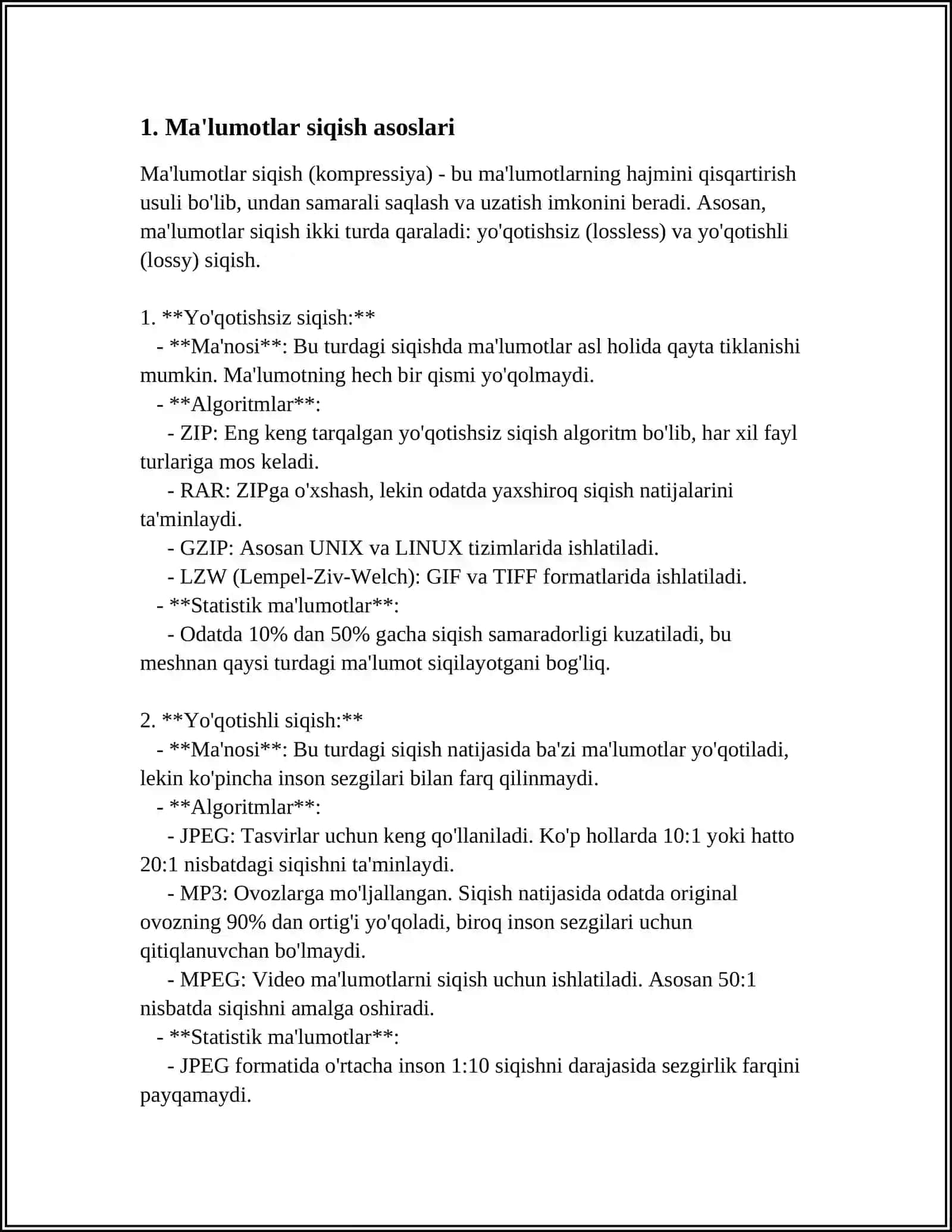 KOMPYUTERLARDA MA'LUMOTLARNI SIQISH ALGORITMLARI 3