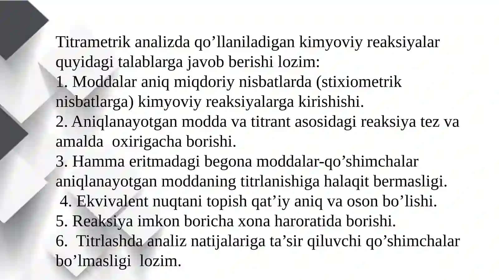 Titrametrik analiz usullari, sinflanishi 3