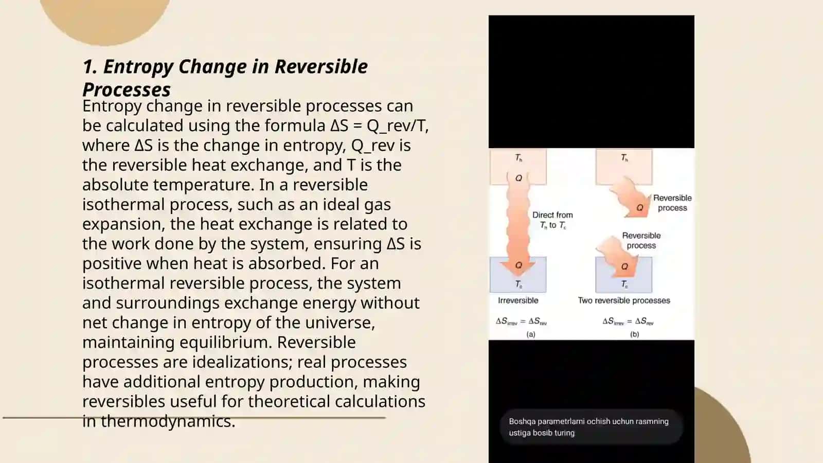 Change in entropy value in various processes 3