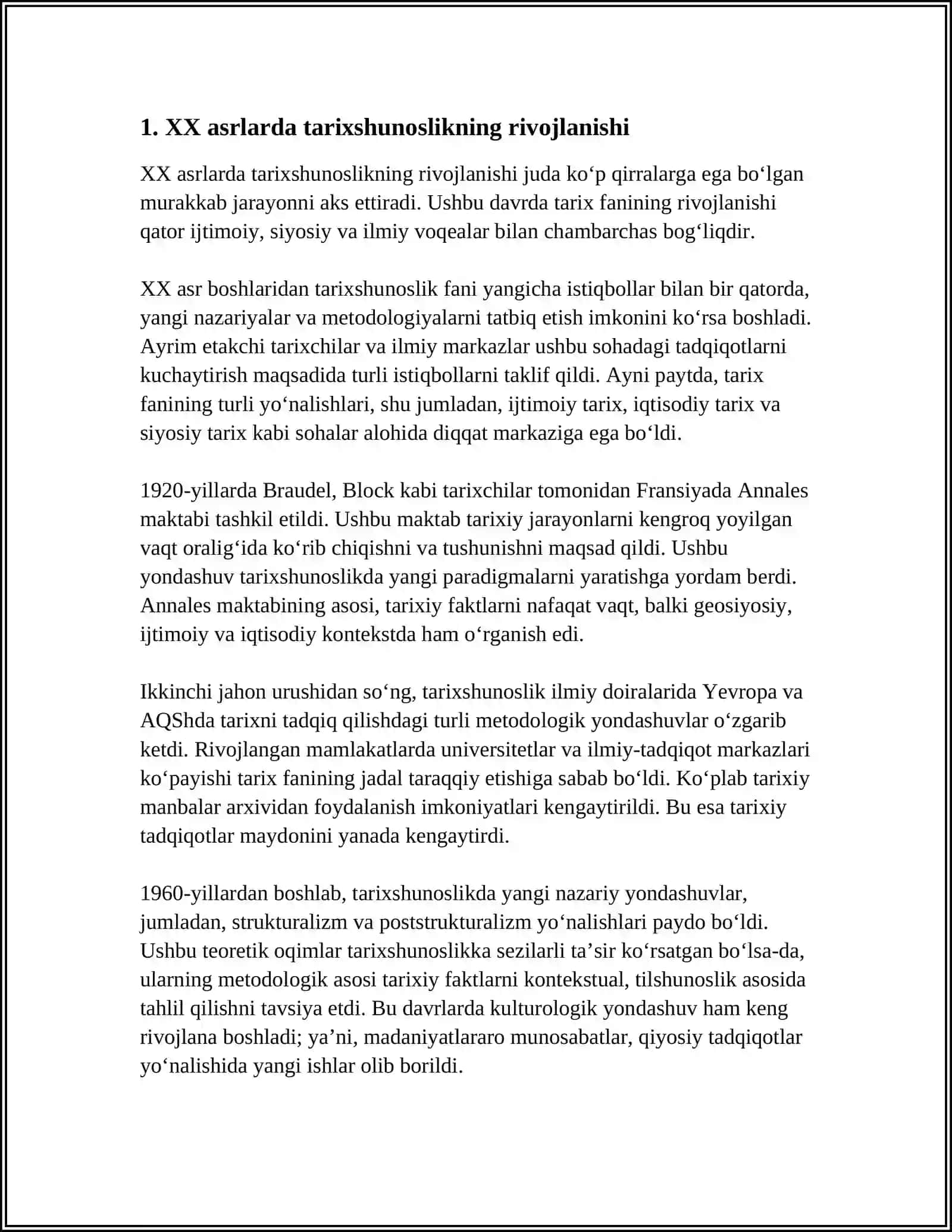 XX asrlarda tarixshunoslikning rivojlanishi 3