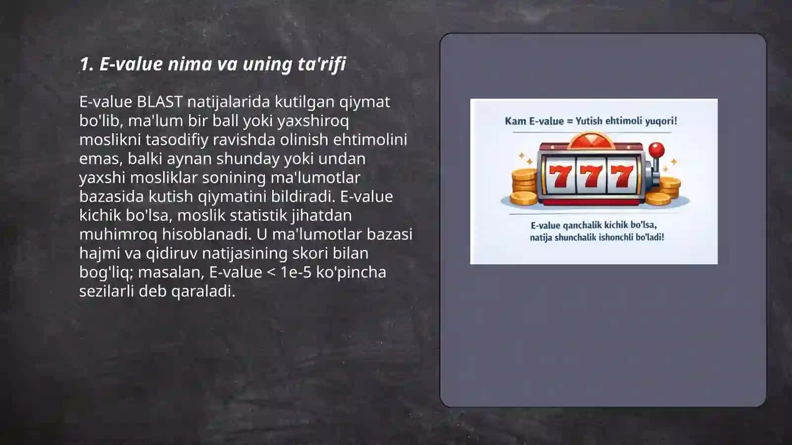 E-value nima va uning ta'rifi 3