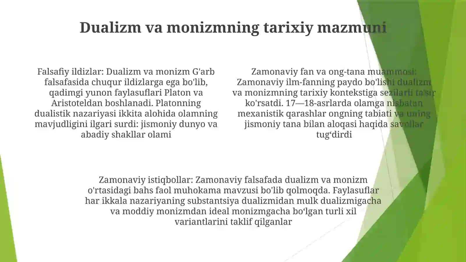 Insonni Tushunish Dualizim Va Monizm Nuqati Nazardan Yondashuv 3