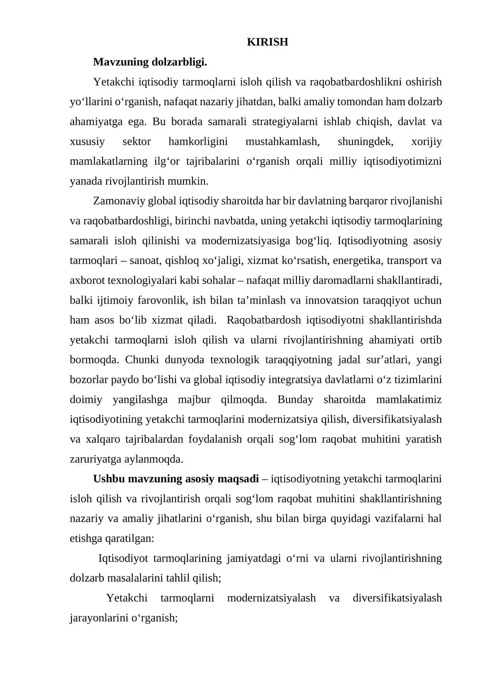 IQTISODIYOTNI YETAKCHI TARMOQLARINI ISLOH QILISH VA RIVOJLANTIRISH ORQALI SOG’LOM RAQOBAT MUHITINI YARATISH 3