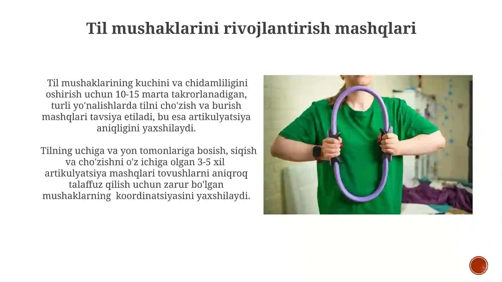 Artikulatsion gimnastika va hammaytuvushni pastdan o'kagatayyorlash uchun maxsus mashqlar 3