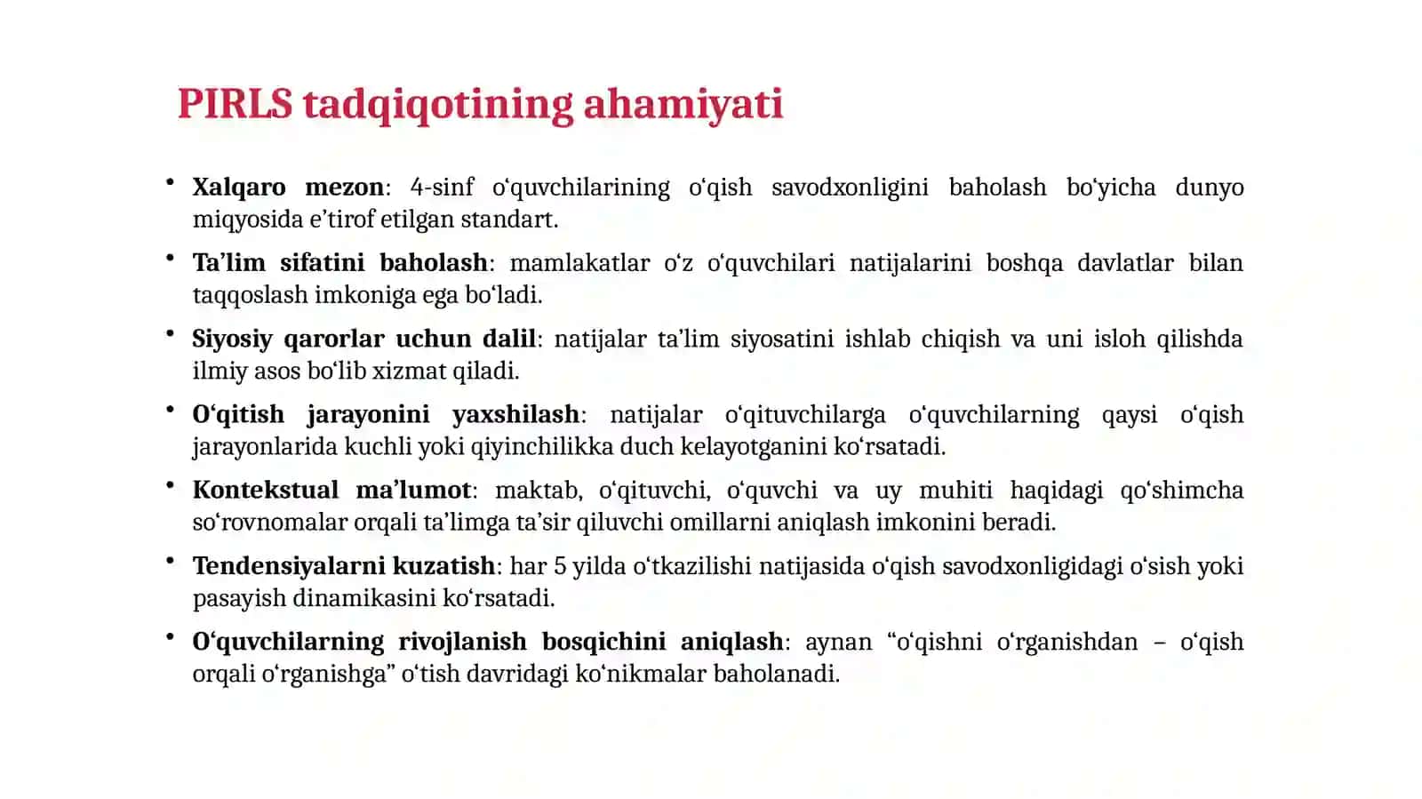 Boshlang‘ichsinfo‘quvchilariningo‘qishsavodxonliginibaholashxalqarodasturihamdaPIRLS 2021tadqiqotinatijalari 3