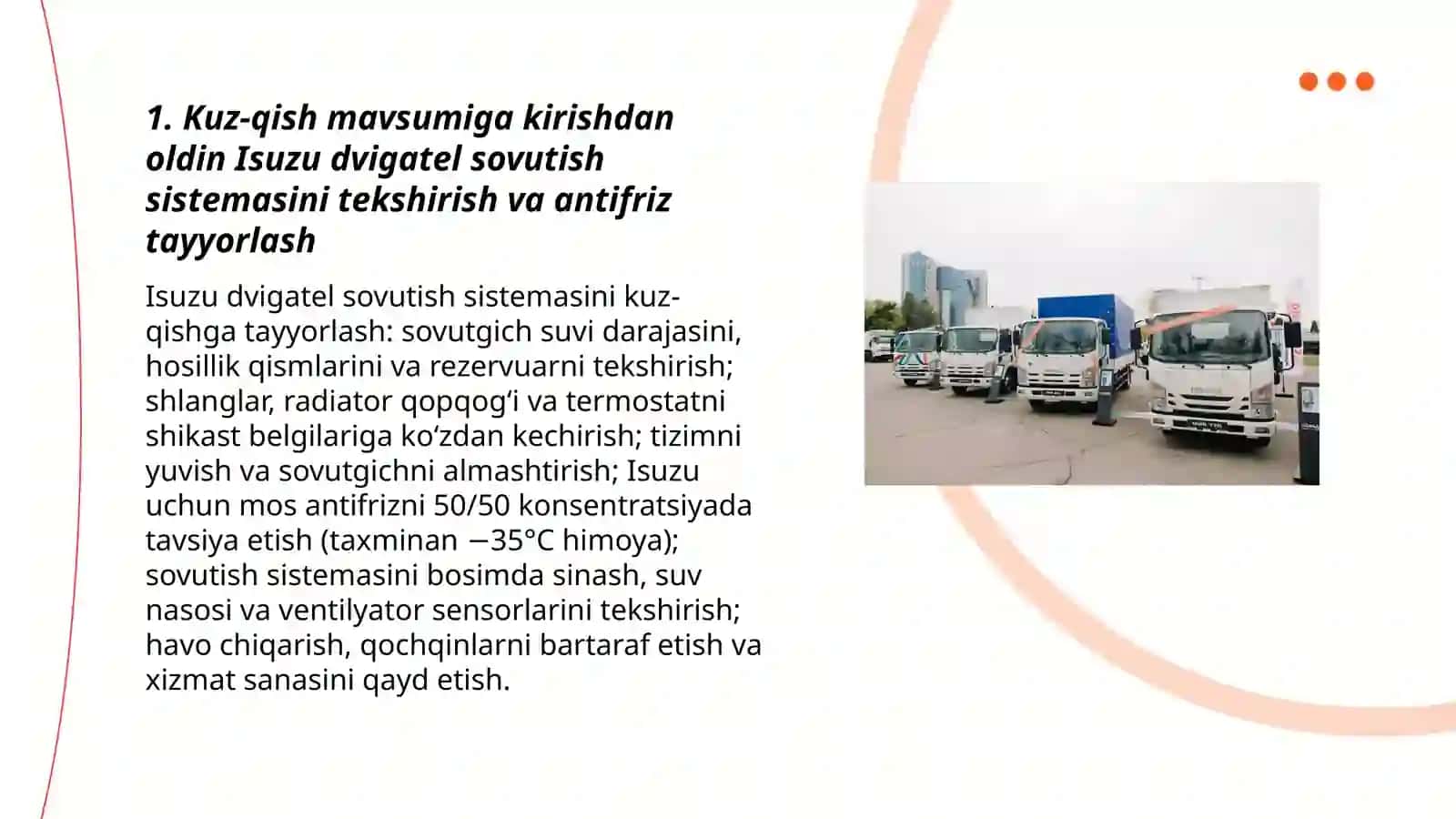 Isuzu rusumli yong'in o'chirish avtomobillarini kuz qish mavsumiga tayyorlash 3