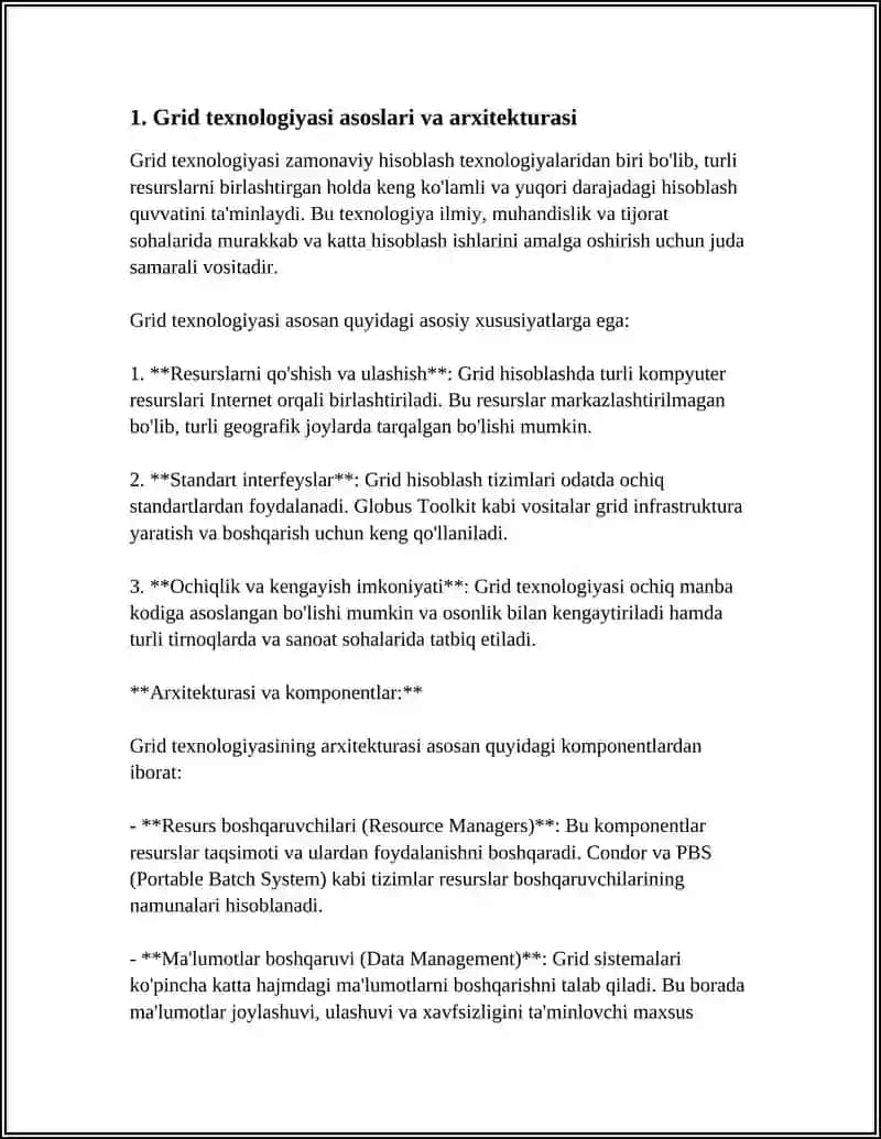 GRID – TEXNOLOGIYASI VA METAHISOBLASH, UNUMDORLIKNI BAHOLASH (MIPS, FLOPS), LINPACK TEST 3