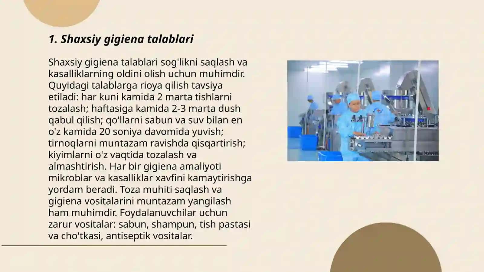Jihoz va invetarlarga quyilgan giginik talablar 3