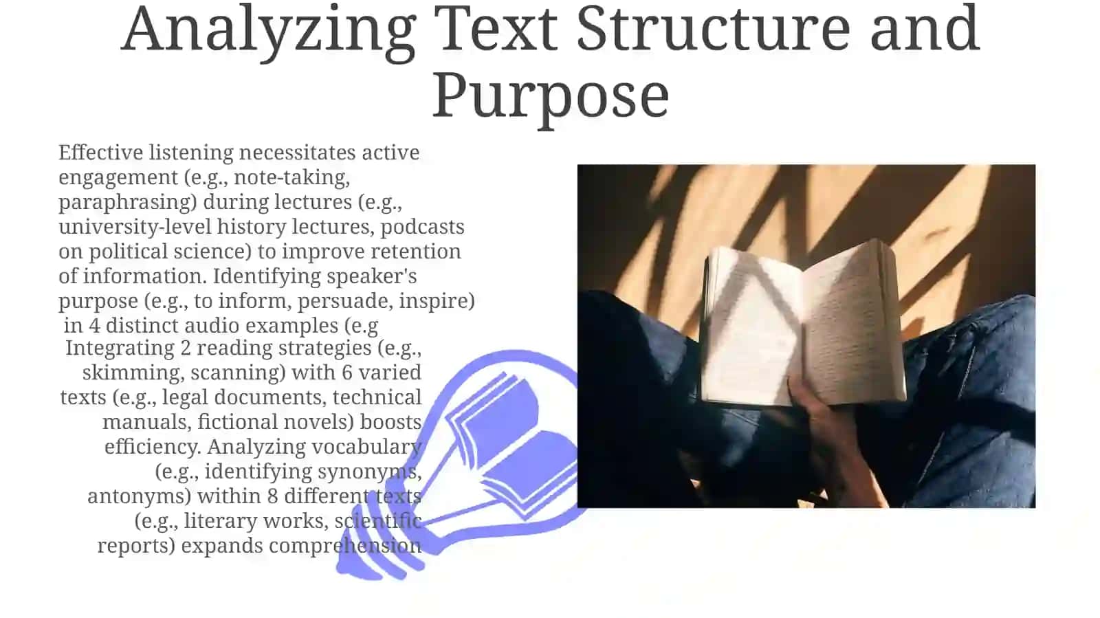 Developing techniques for improving receptive listening and reading skills 3