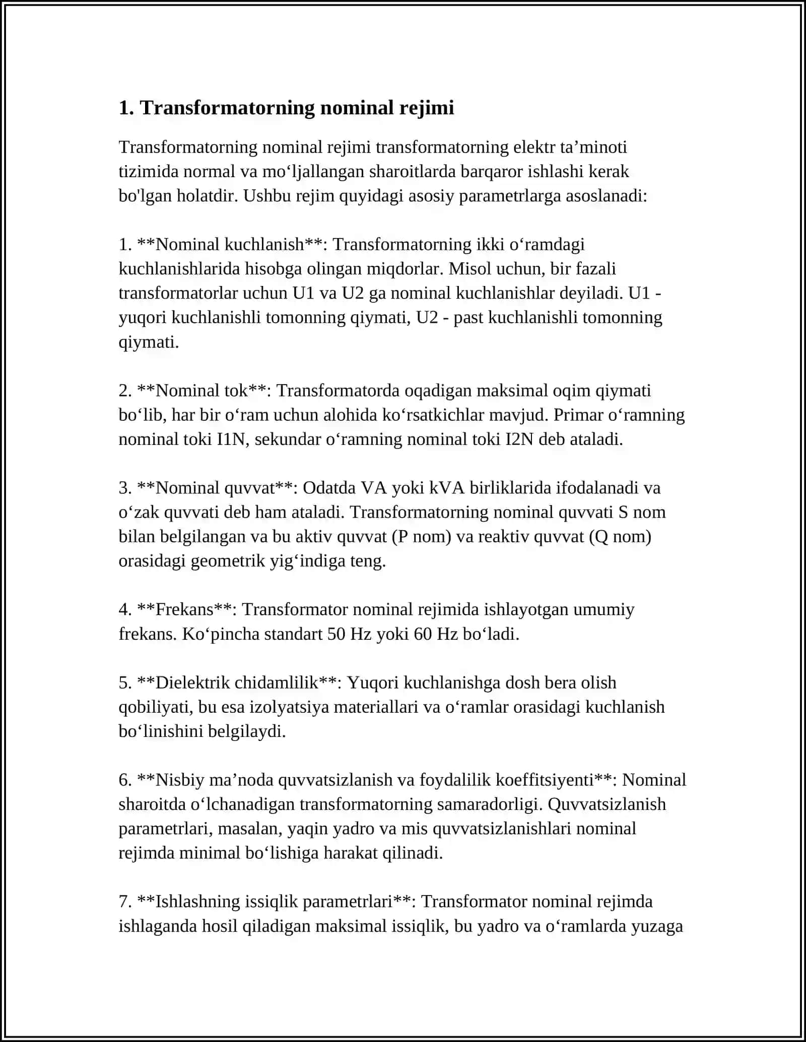 TRANSFORMATORNING ISH REJIMLARI 3