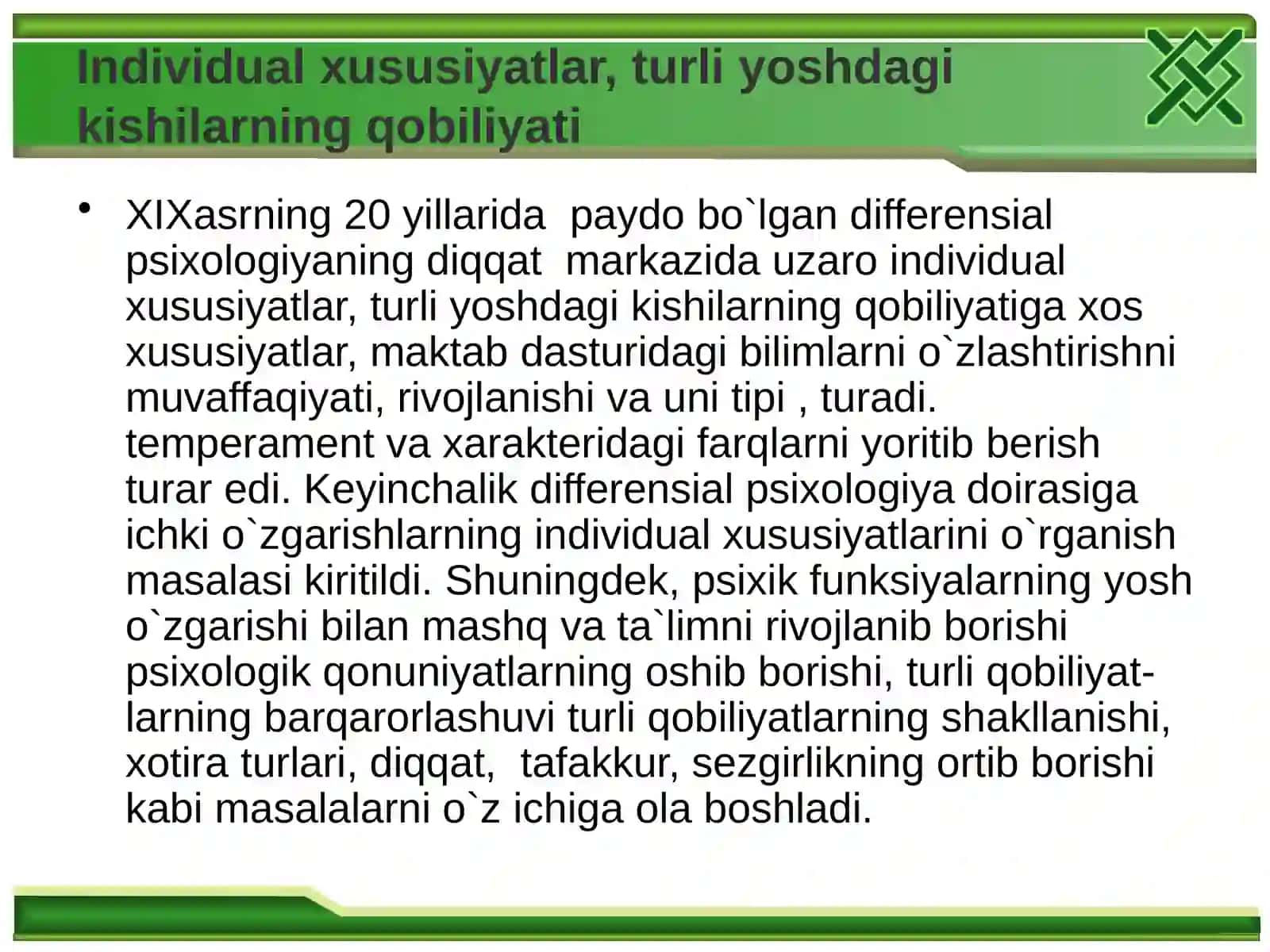 Inson aqliy faoliyatining differensial psixologik sifatlari. Tafakkur va informatika. Tafakkur tahliliga kognitiv yondashuv 3