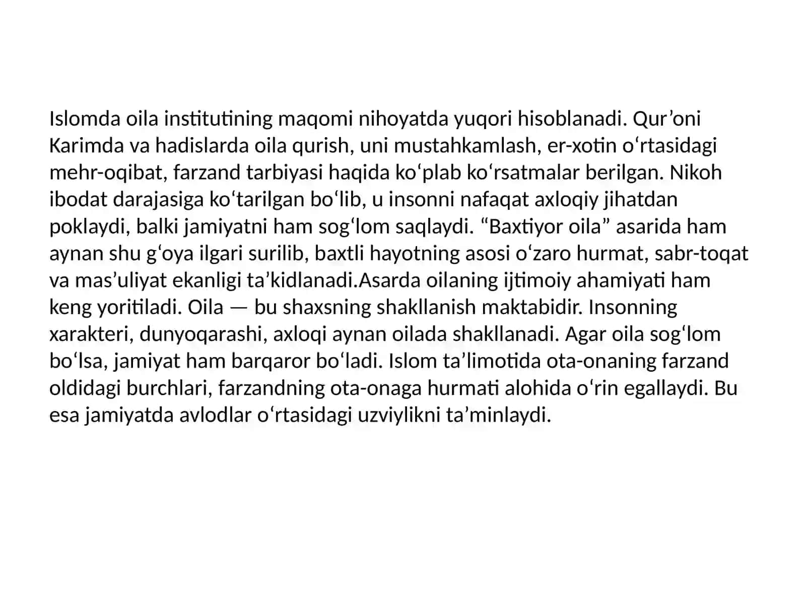 Shayx Muhammad Ssodiq Muhammad Yusufning “Baxtiyor oila” asarida islom qadriyatlarining talqini 3