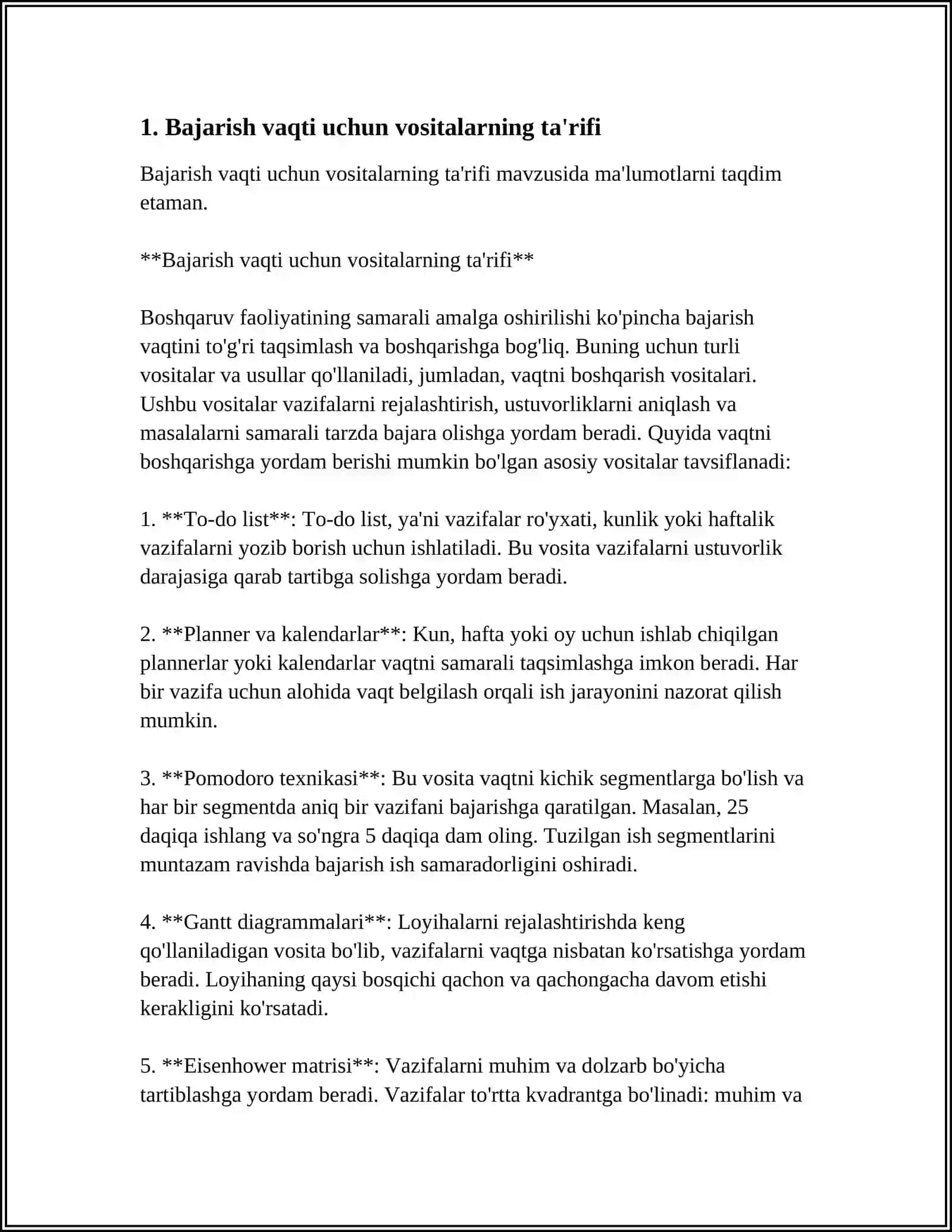 BAJARISH VAQTI UCHUN VOSITALAR 3