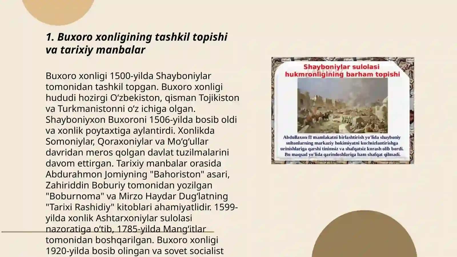 Buxoro xonligining tashkil topishi va tarixiy manbalar 3