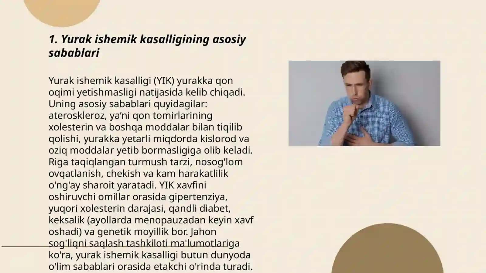 Asosiy klinik sindromlar yurakning ishemik kasalligi miokard infarkti simptomatalogiyasi tashxislash va davolash prinsiplari 3