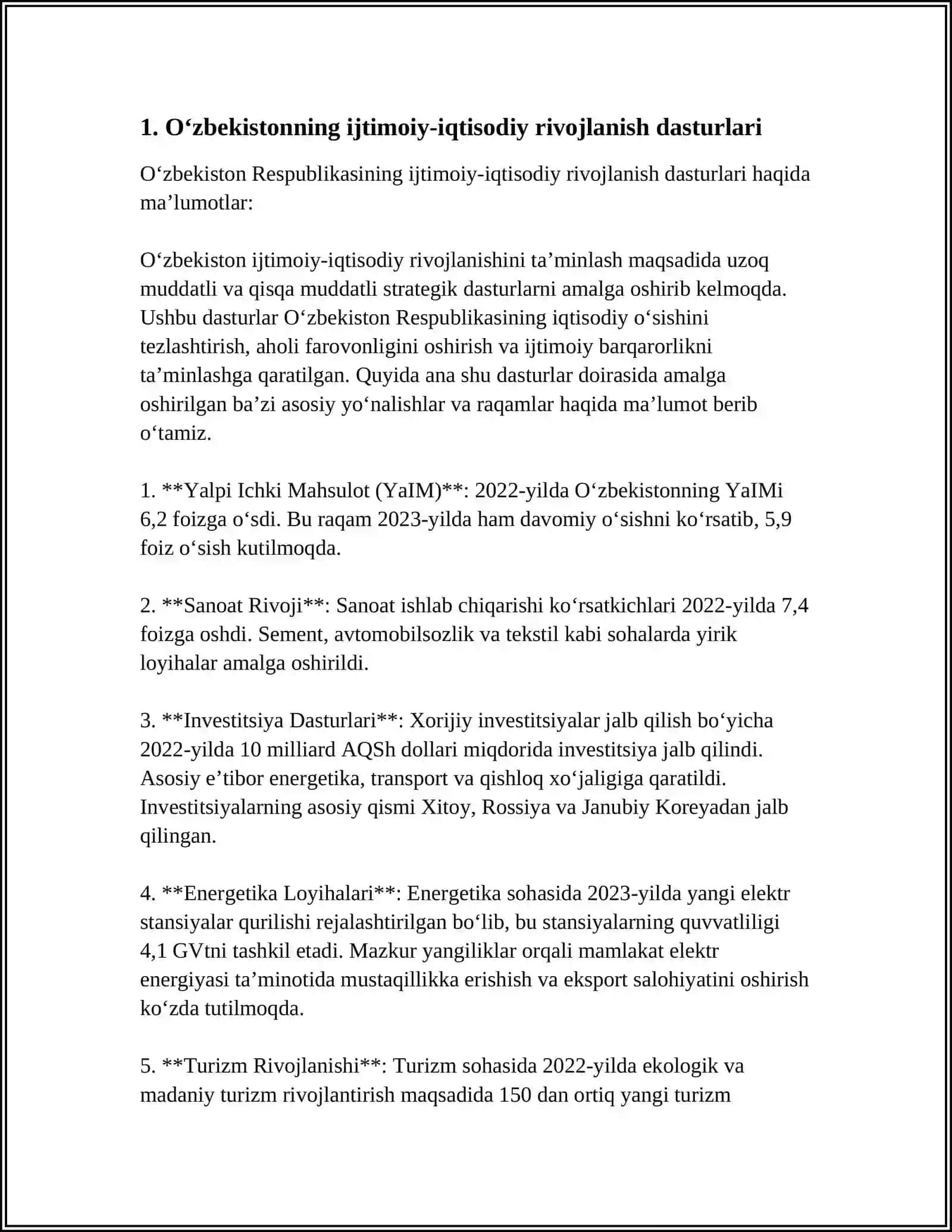 O‘zbekistonning ijtimoiy-iqtisodiy rivojlanish dasturlari 3