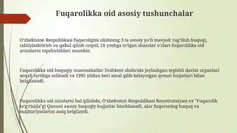 Oʻzbekiston Respublikasining Fuqaroligi 3