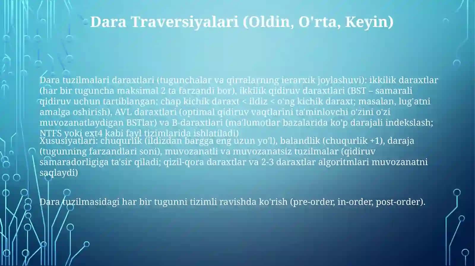 Daraxtsimon ma'lumotlar tuzilmalari. Ta'riflar va xususiyatlar 3