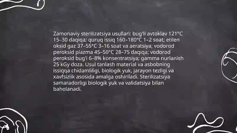 Tibbiyotda zamonaviy sterilizatsiya usullari 3