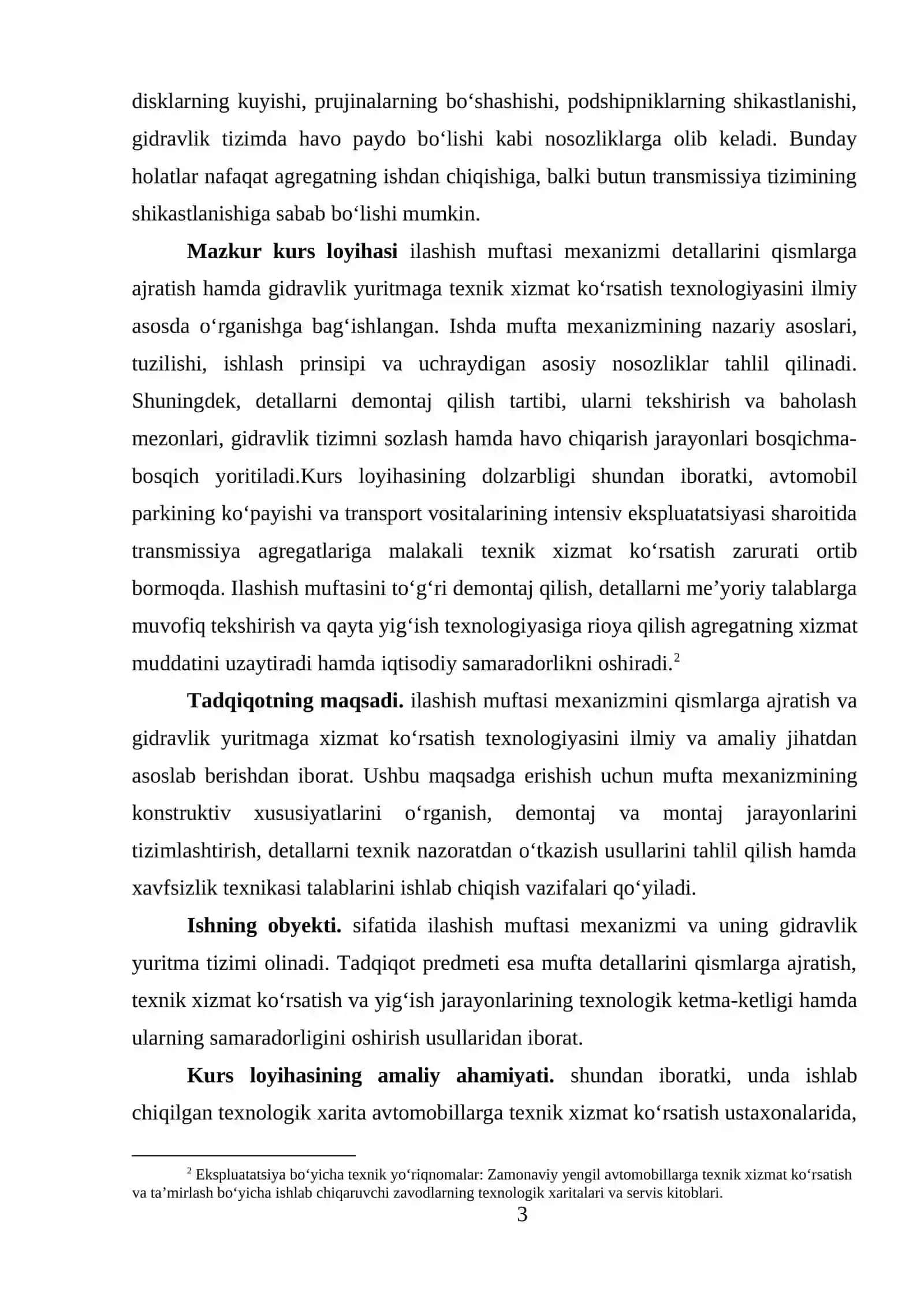Ilashish muftasi mexanizmi detallarni qismlarga ajratish, gidravlik yuritmaga xizmat ko'rsatish texnologik xaritasi 3