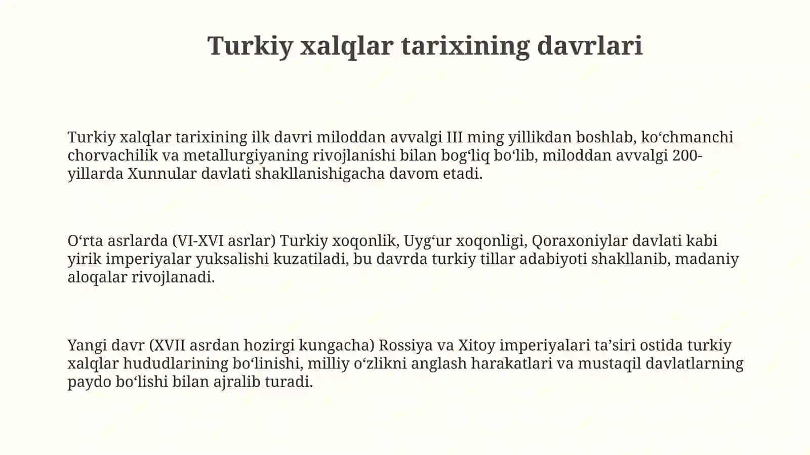 Turkiy xalqlaring tarixiy davrlari. Qipchoq, Oʻguz, Qarluq til guruhlar va ozgarish jarayonlari 3