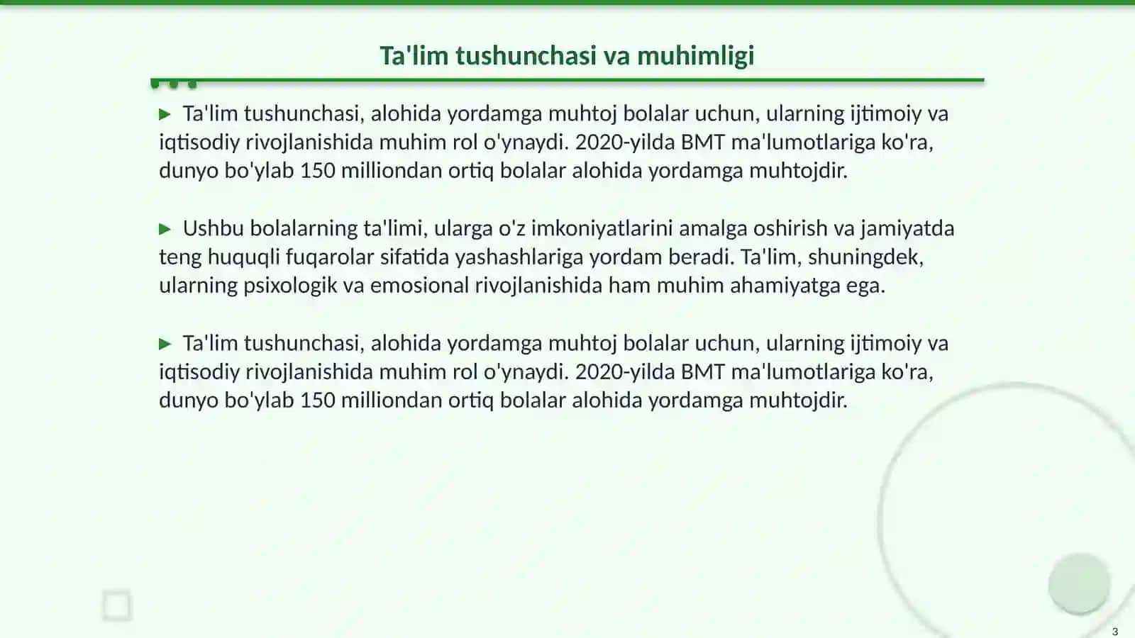 Chet elda alohida yordamga muhtoj bolalarning inklyuziv ta'limi 3