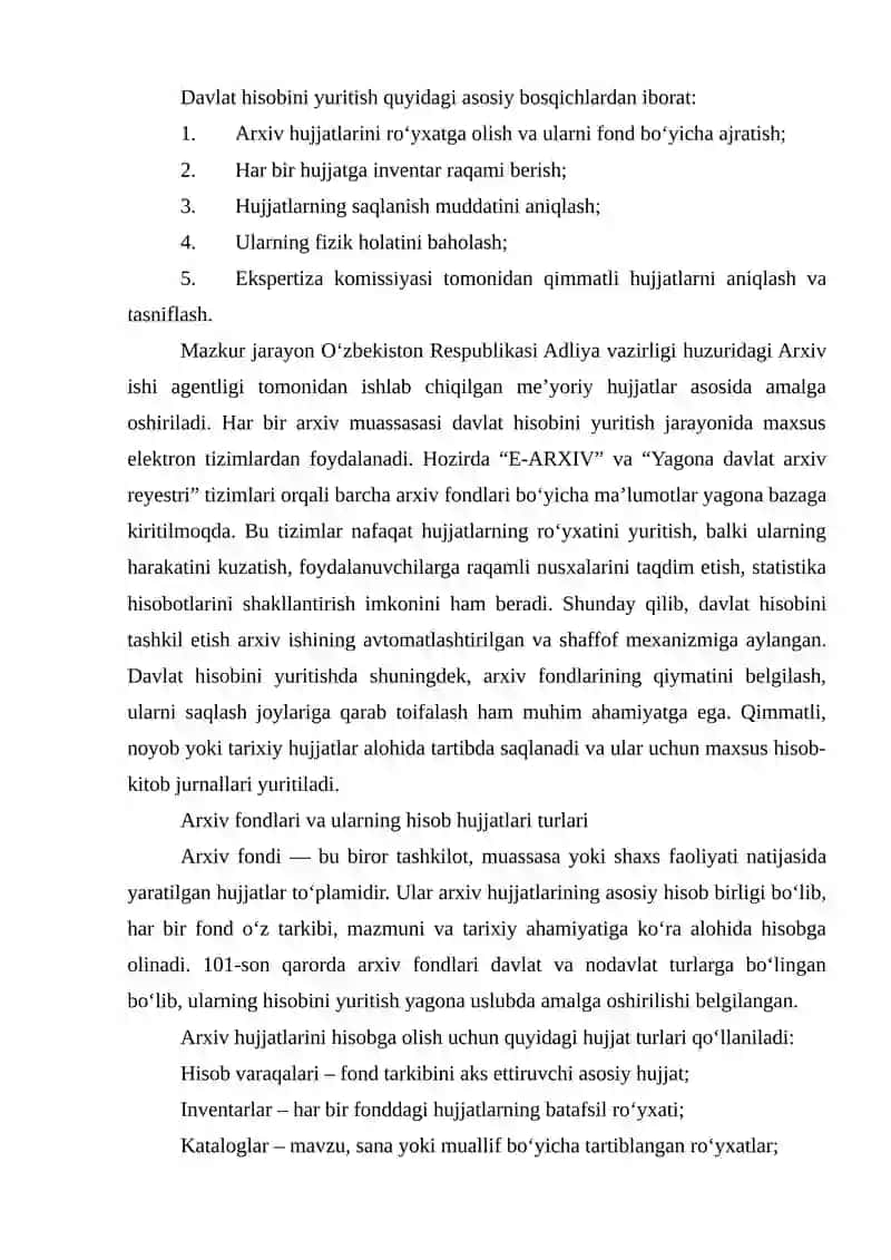 Arxivda arxiv hujjatlarining hisobini tashkil etish 3