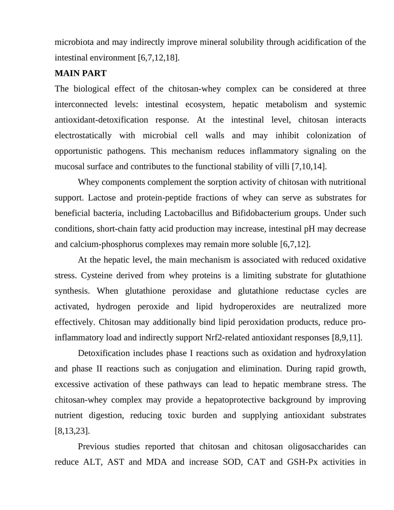 EFFECT OF A CHITOSAN AND WHEY POWDER COMPLEX ON LIVER METABOLISM, ANTIOXIDANT STATUS AND DETOXIFICATION PROCESSES IN COBB-500 BROILER CHICKENS 3